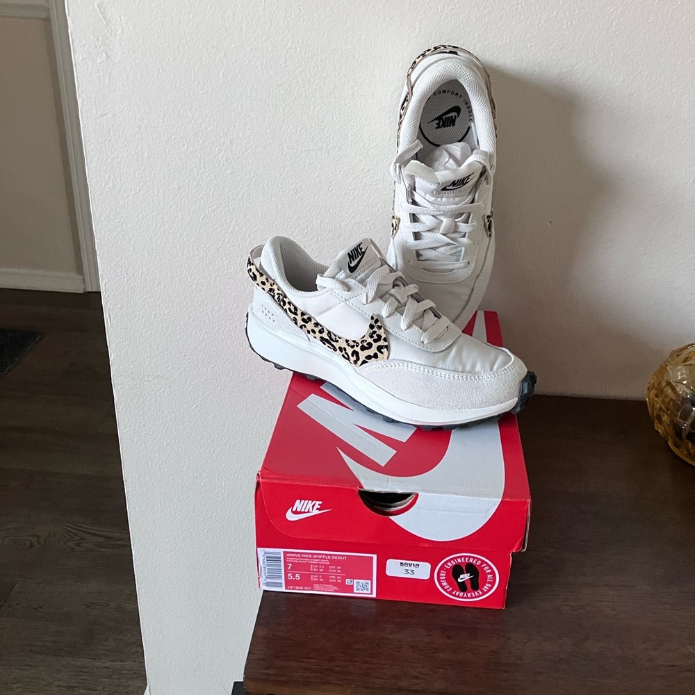 SOLD Nike Debut Women's White and Animal Print Sneakers